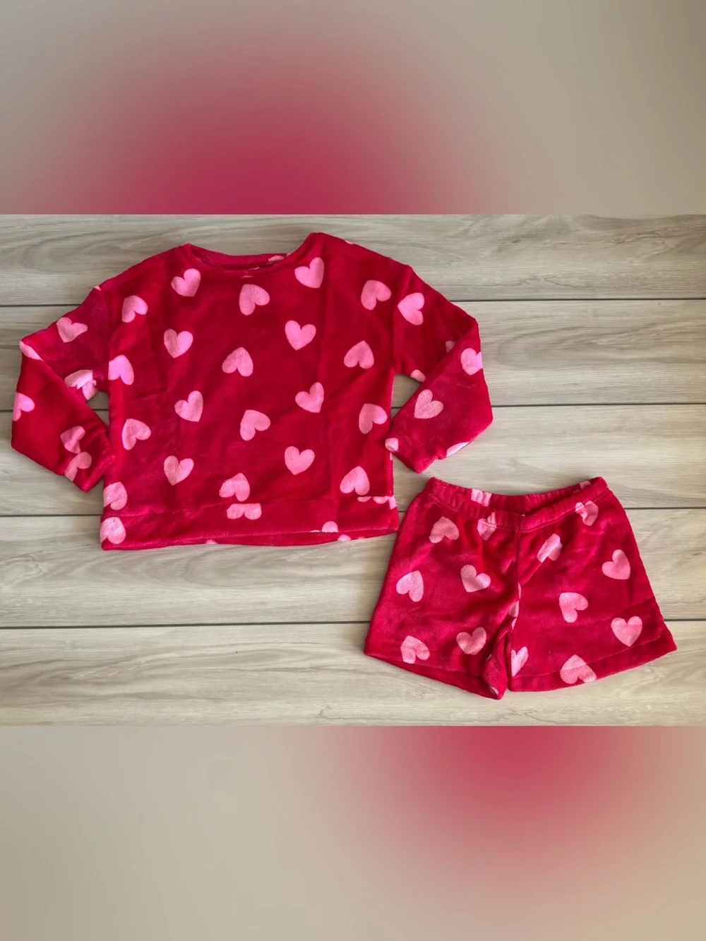 The Children’s Place Cozy Fleece Heart Pajamas Red Large NWT IN PACKAGE